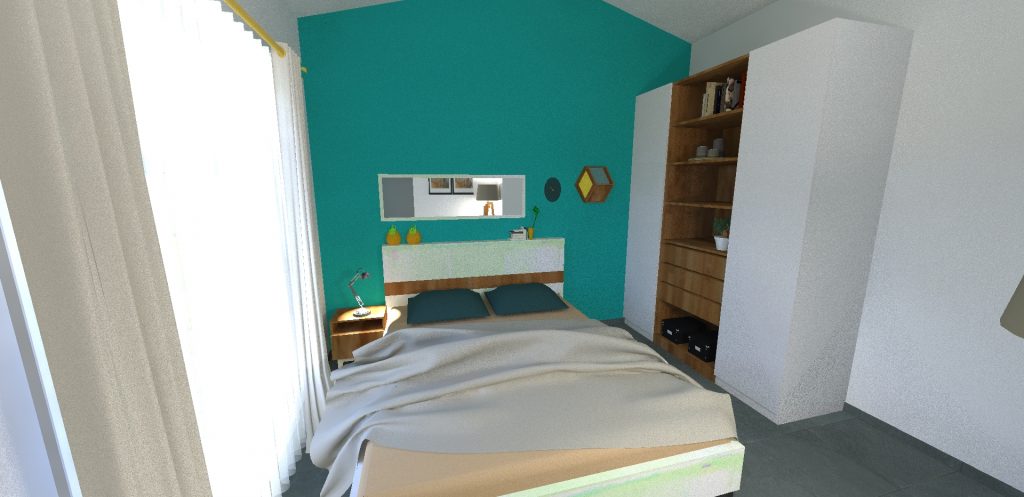 3D Chambre Bleu vert d'eau