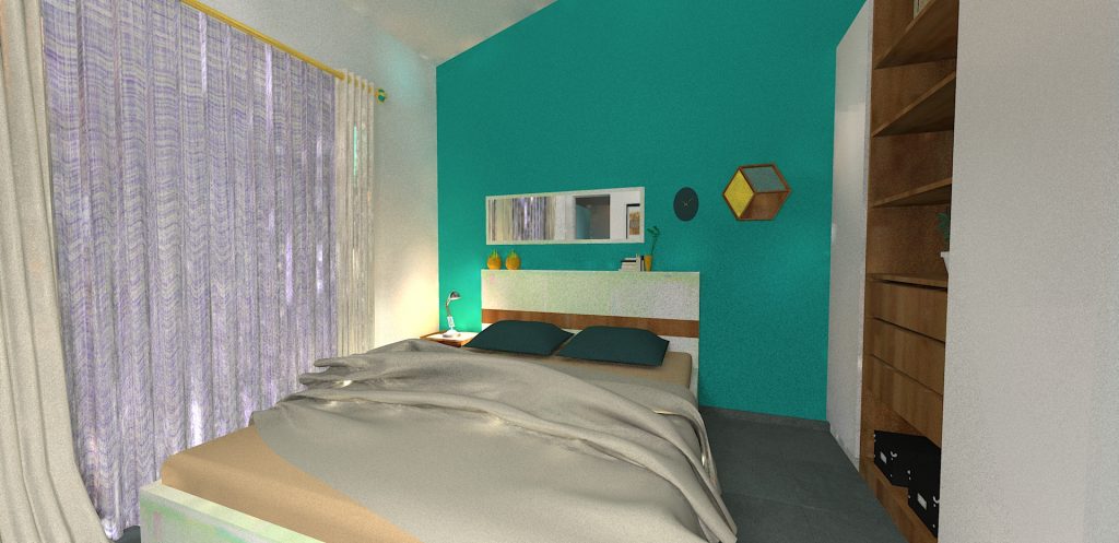 Chambre contemporaine bleu vert